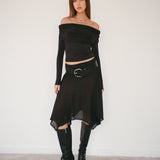 Albertha Midi Skirt in Chiffon Black