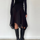 Albertha Midi Skirt in Chiffon Black