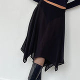 Albertha Midi Skirt in Chiffon Black