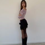 Andi Long Sleeve Bardot Top in Slinky Mauve