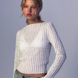 Angela Long Sleeve Top in Crinkle White