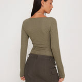 Armina Long Sleeve Top in Khaki