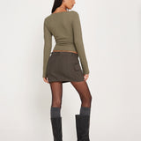 Armina Long Sleeve Top in Khaki