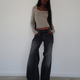 Binlo Extra Long Sleeve Top in London Fog