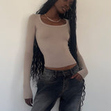 Binlo Extra Long Sleeve Top in London Fog