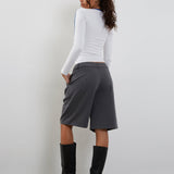 Bonija Long Sleeve Top in White with Cobalt Binding