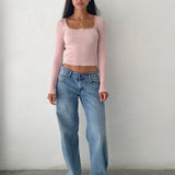 Bovita Long Sleeve Top in Rib Pink