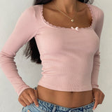 Bovita Long Sleeve Top in Rib Pink