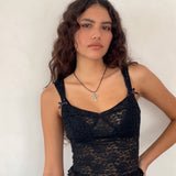 Brietta Unlined Corset Top in Rose Lace Black