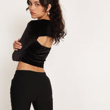 Chanmi Long Sleeve Top in Black Velvet