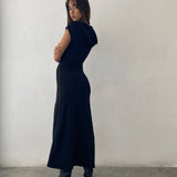 Dixie Hooded Maxi Dress in Slinky Black
