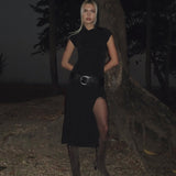 Dixie Hooded Maxi Dress in Slinky Black