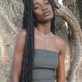 Estel Eyelet Bandeau Top in Charcoal Grey