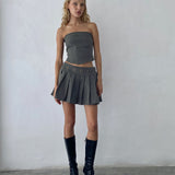 Estel Eyelet Bandeau Top in Charcoal Grey