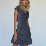 Estrella Cowl Neck Mini Dress in Black Shimmer