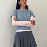 Galen Two Toned Long Sleeve Top in Light Grey Blush with 'M' Embroidery