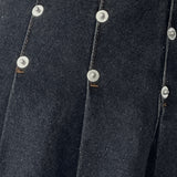 Gatlin Pleated Denim Mini Skirt in Black Wash with Studs