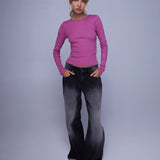 Gelbon Open Back Long Sleeve Top in Cashmere Pink