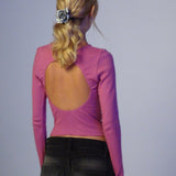 Gelbon Open Back Long Sleeve Top in Cashmere Pink