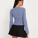 Issey Long Sleeve Top in Dusty Blue