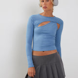 Kaze Long Sleeve Top in Faded Denim