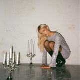 Kimberly Open Back Mini Dress in Silver Sequin