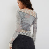 Lucca Long Sleeve Top in Lace Pastel Floral