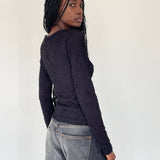 Maya Long Sleeve Top in Textured Black