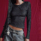 Maya Long Sleeve Top in Textured Black