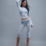 Amabon Long Sleeve Top in Lace Baby Blue
