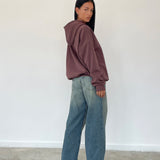 Oversize Hoodie in Deep Mahogany with Motel Scribble Embroidery