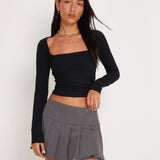 Quebon Long Sleeve Top in Black