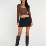 Rabia Long Sleeve Crop Top in Peppercorn