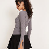 Rahne Long Sleeve Top in Flint Grey