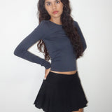 Ratmi Long Sleeve Open Back Top in Ocean Storm