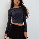 Ratmi Long Sleeve Open Back Top in Ocean Storm