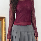 Rory Long Sleeve Top in Lace Burgundy
