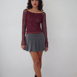 Rory Long Sleeve Top in Lace Burgundy