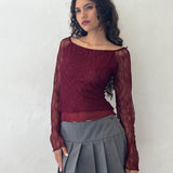 Rory Long Sleeve Top in Lace Burgundy