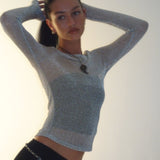 Suzette Long Sleeve Top in Silver Chain