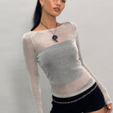Suzette Long Sleeve Top in Silver Chain