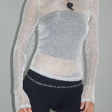Suzette Long Sleeve Top in Silver Chain