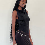 Tapia Hooded Tank Top in Black Slinky