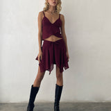 Veny Mini Skirt in Chiffon Oxblood