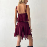 Veny Mini Skirt in Chiffon Oxblood