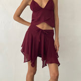 Veny Mini Skirt in Chiffon Oxblood