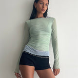 Vrist Long Sleeve Mesh Top in Frost Blue