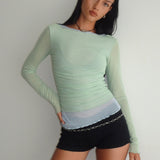 Vrist Long Sleeve Mesh Top in Frost Blue