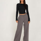 Xiabon Long Sleeve Crop Top in Black