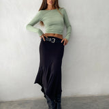 Xiabon Backless Long Sleeve Top in Desert Sage